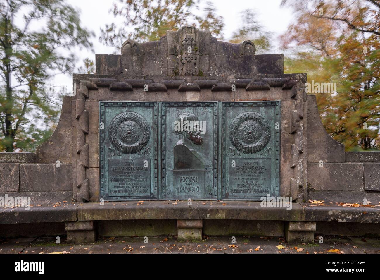 1838, Hermannsdenkmal, 1875 - Entwürfen nach von Ernst von Bandel erbaut und am 16. Agosto 1875 eingeweiht, Gedenktafel Foto Stock
