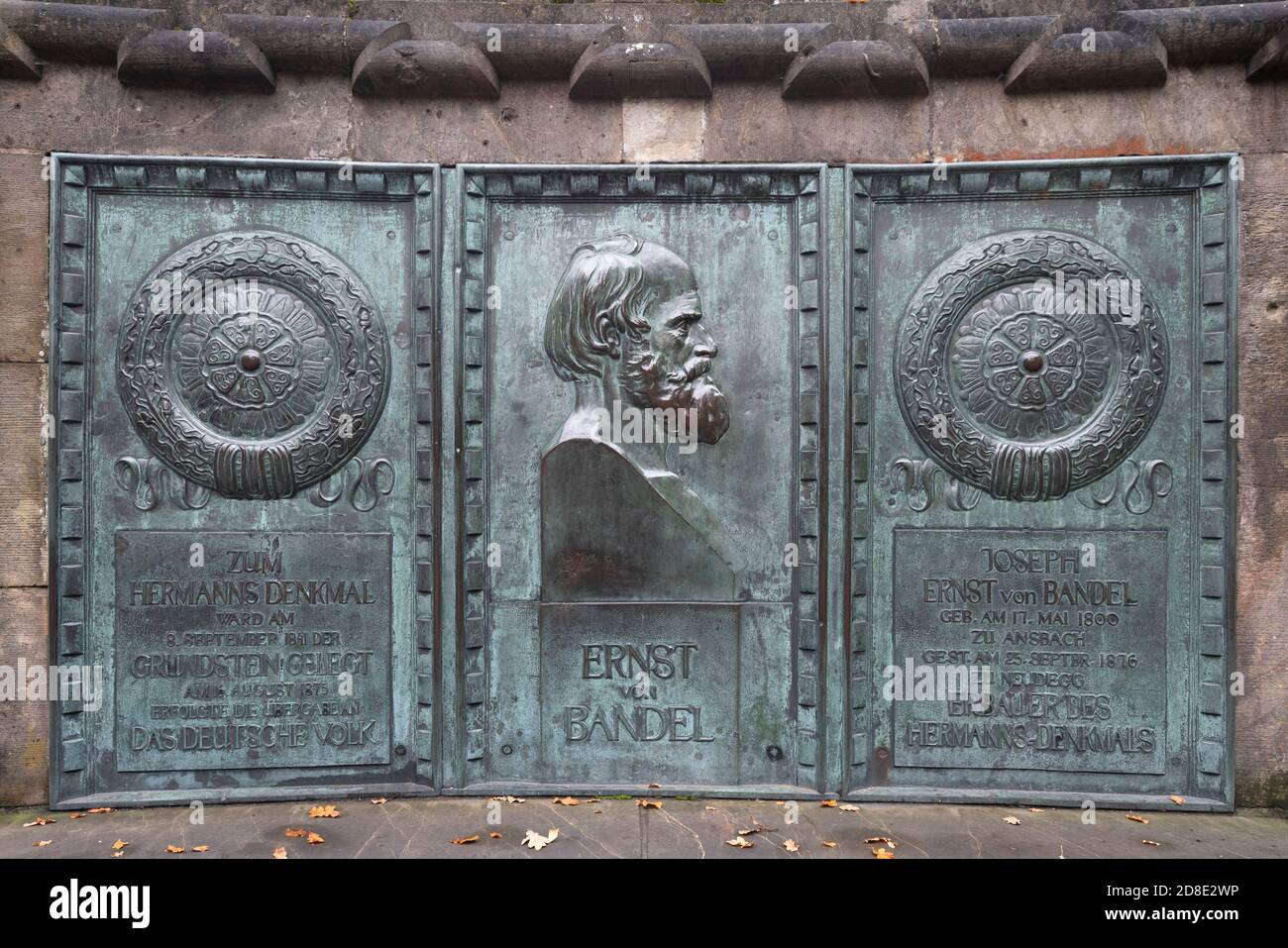 1838, Hermannsdenkmal, 1875 - Entwürfen nach von Ernst von Bandel erbaut und am 16. Agosto 1875 eingeweiht, Gedenktafel Foto Stock