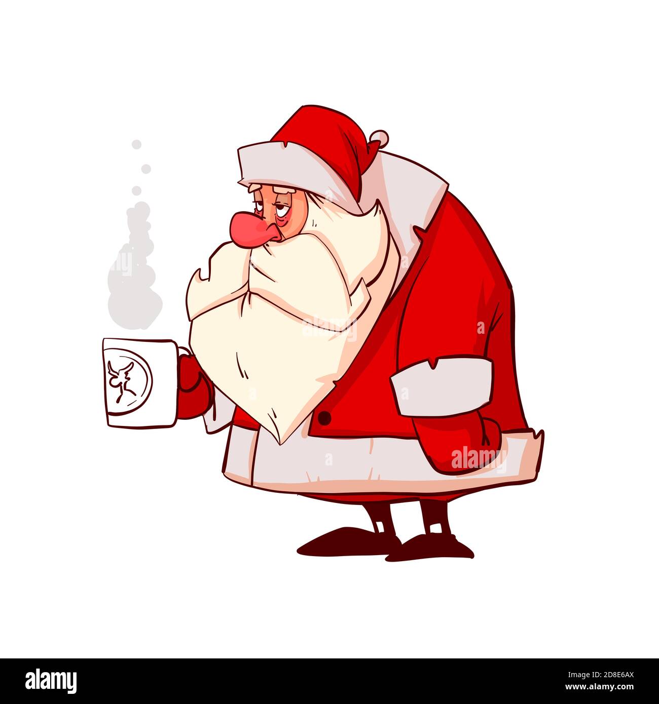 Illustrazione vettoriale colorata di un Babbo Natale malato Illustrazione Vettoriale