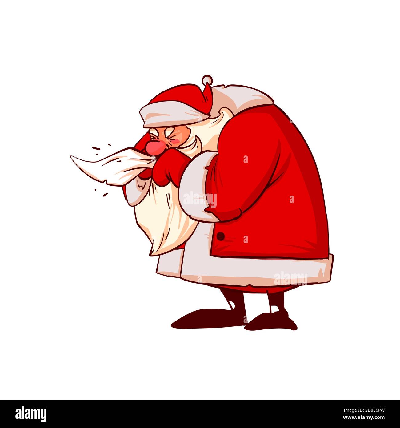Illustrazione vettoriale colorata di un Babbo Natale malato Illustrazione Vettoriale