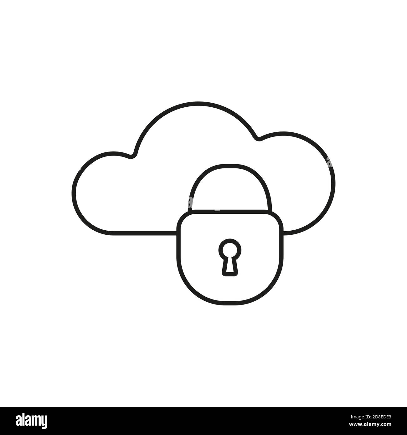 icona cloud privato elemento dell'icona di sicurezza per il concetto mobile e le app web. L'icona del cloud privato sottile può essere utilizzata per il Web e i dispositivi mobili. Icona Premium Illustrazione Vettoriale