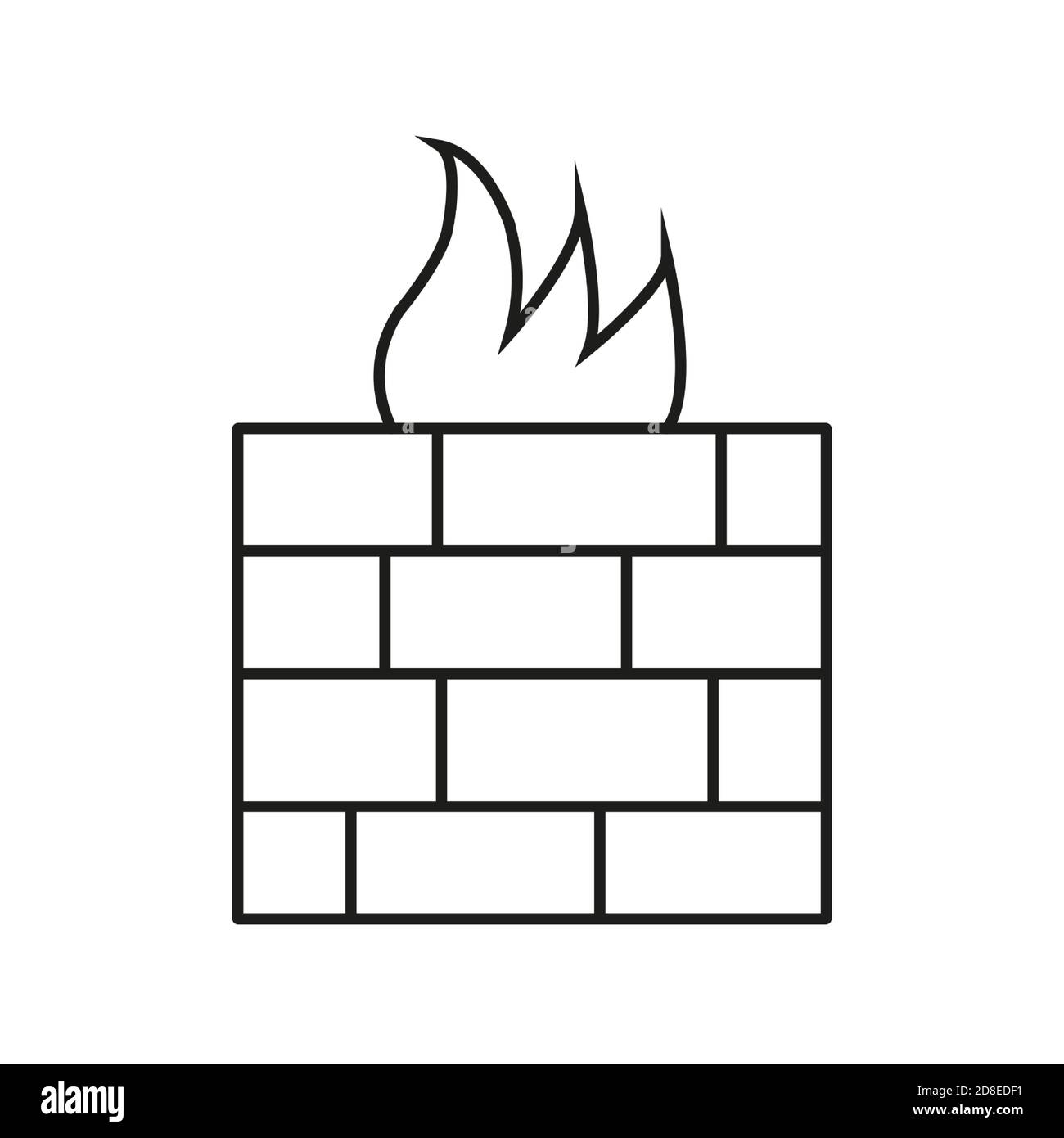 icona del firewall elemento dell'icona di sicurezza per il concetto mobile e le app web. L'icona del firewall sottile può essere utilizzata per il Web e i dispositivi mobili. Icona Premium su bianco Illustrazione Vettoriale
