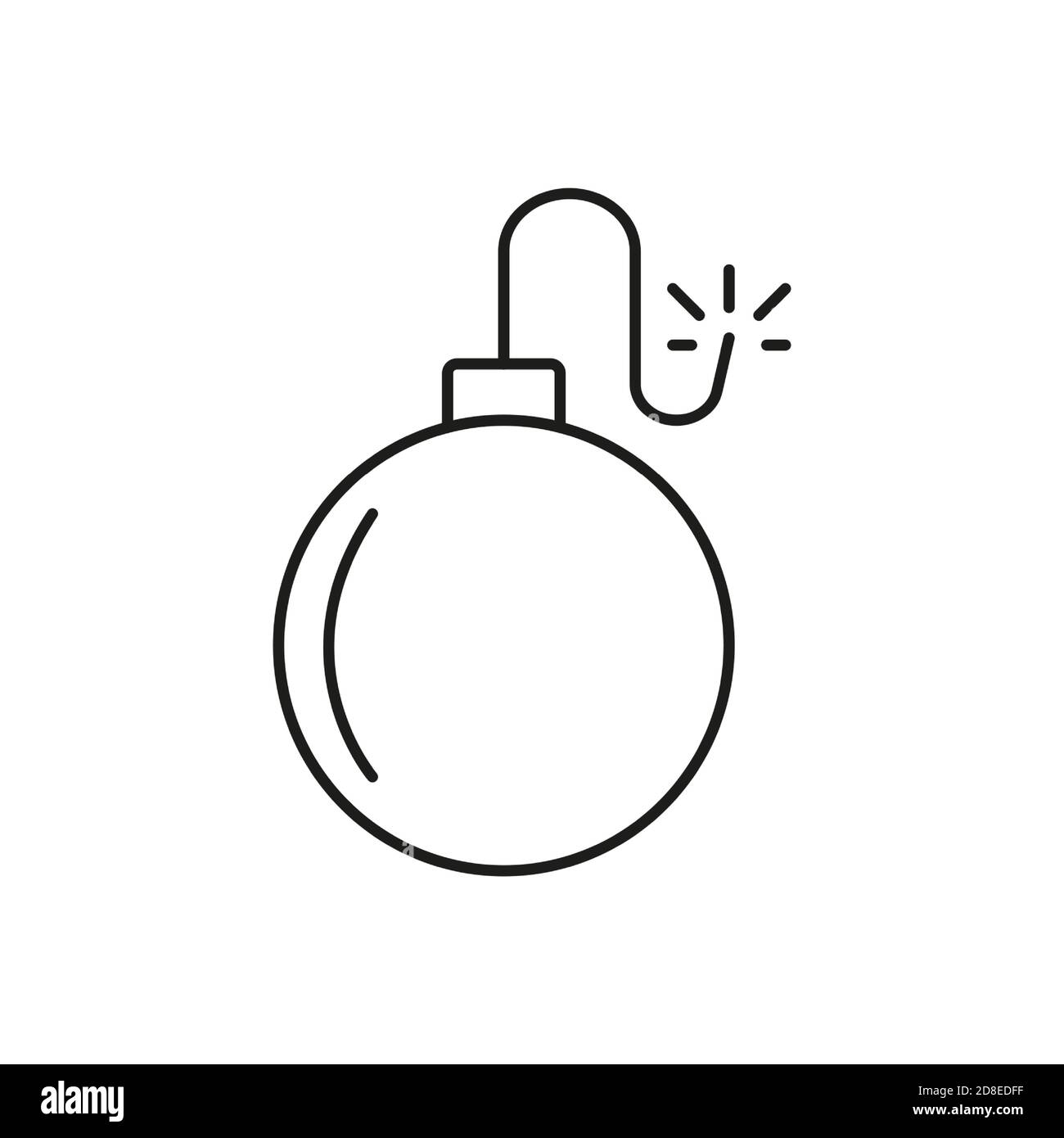 icona a forma di bomba dell'icona di sicurezza per il concetto mobile e le app web. L'icona a forma di bomba sottile può essere utilizzata per il Web e i dispositivi mobili. Icona Premium su bianco Illustrazione Vettoriale