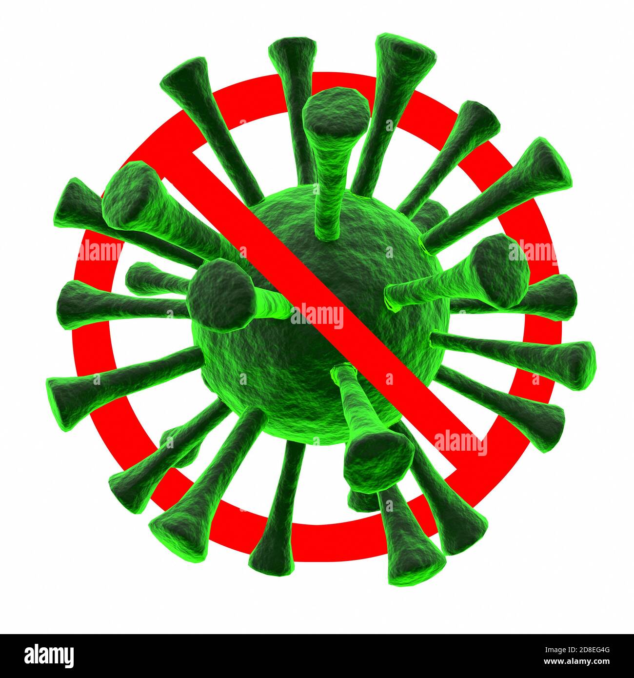 Virus coronavirus covid-19 con segnale di stop. rendering 3d Foto Stock