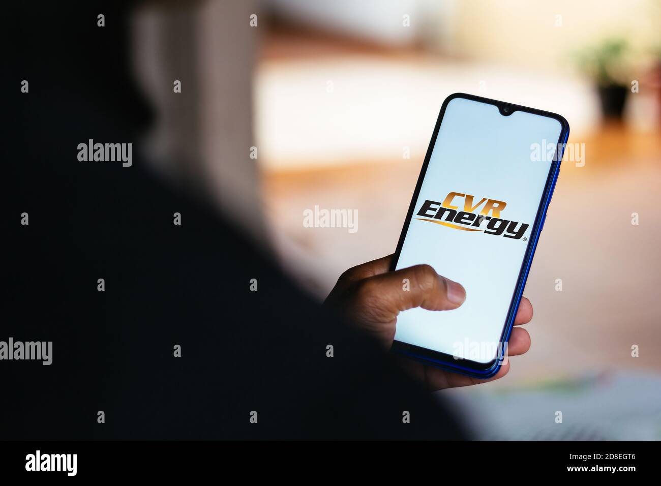 In questa illustrazione fotografica viene visualizzato il logo CVR Energy sullo smartphone. Foto Stock