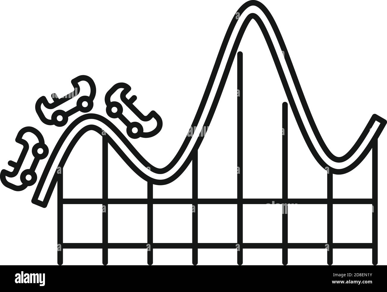 Icona di divertimento sulle montagne russe, stile outline Illustrazione Vettoriale