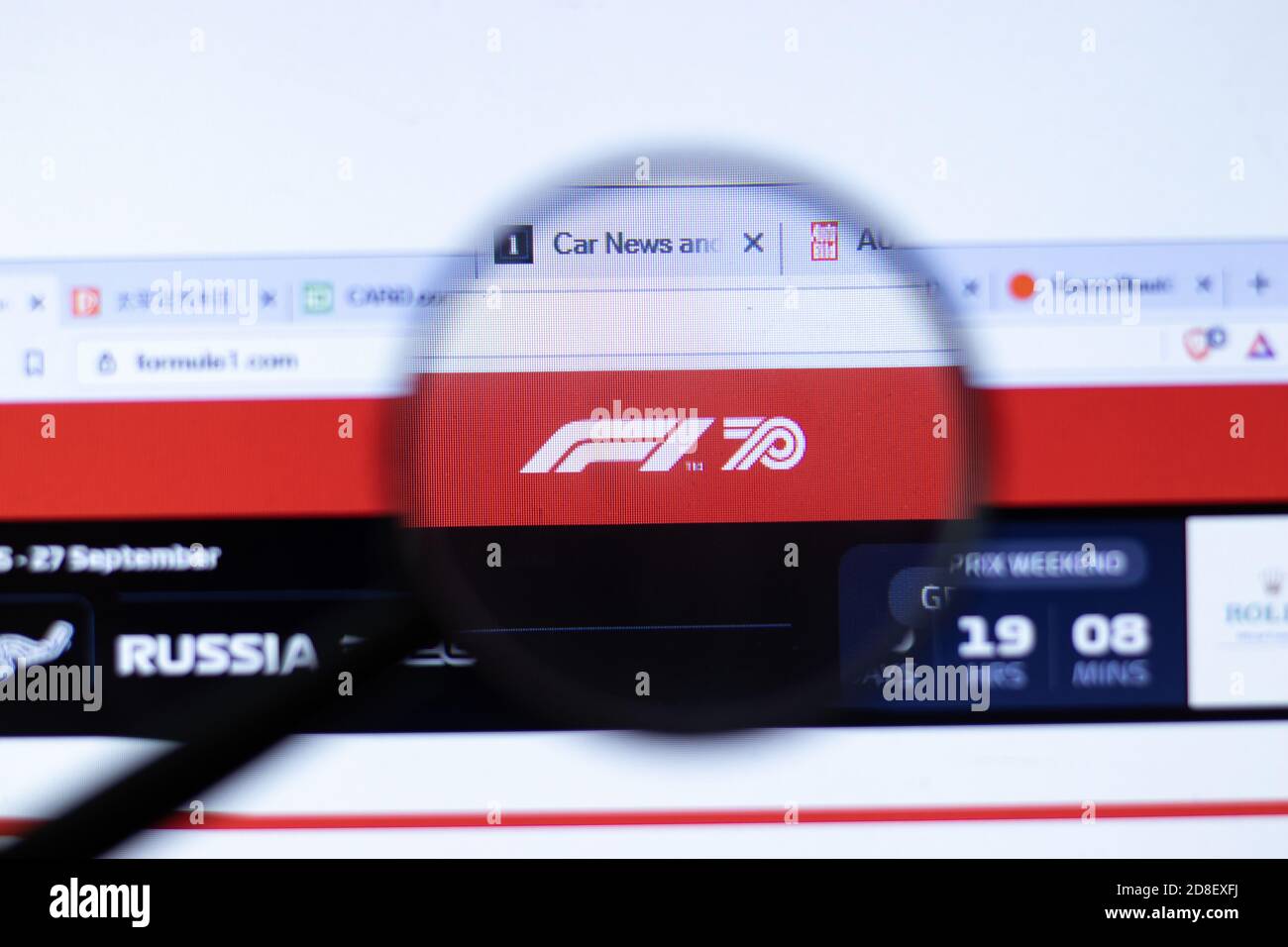 New York, USA - 29 settembre 2020: Sito web della società Formula 1 formula1.com con logo primo piano, editoriale illustrativo Foto Stock
