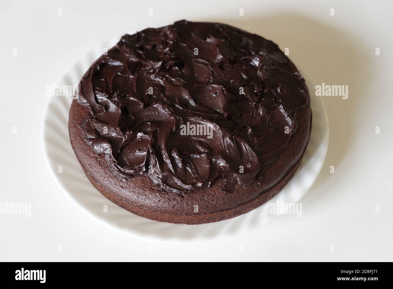 torta di cioccolato fatta in casa fudge sulla parte superiore Foto Stock