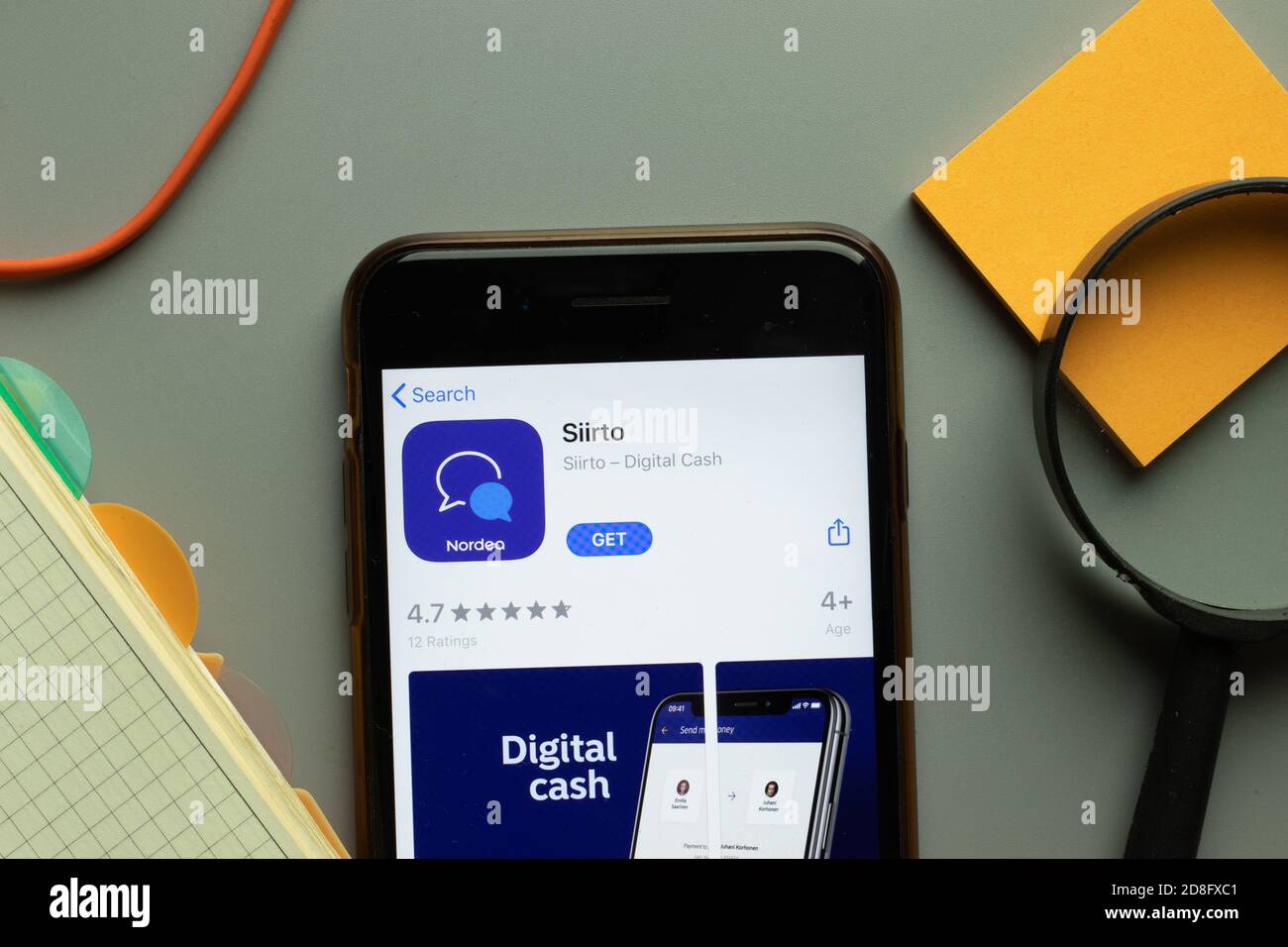 New York, USA - 26 ottobre 2020: Primo piano del logo dell'app mobile Siirto, editoriale illustrativo. Foto Stock