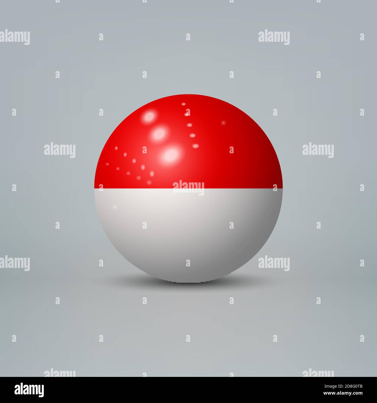 Sfera o sfera di plastica lucida realistica con bandiera dell'Indonesia Illustrazione Vettoriale