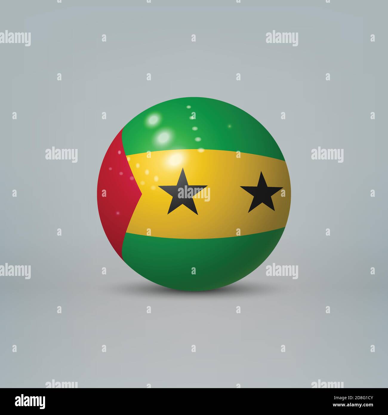 Sfera o sfera di plastica lucida realistica con bandiera del Ruanda Illustrazione Vettoriale