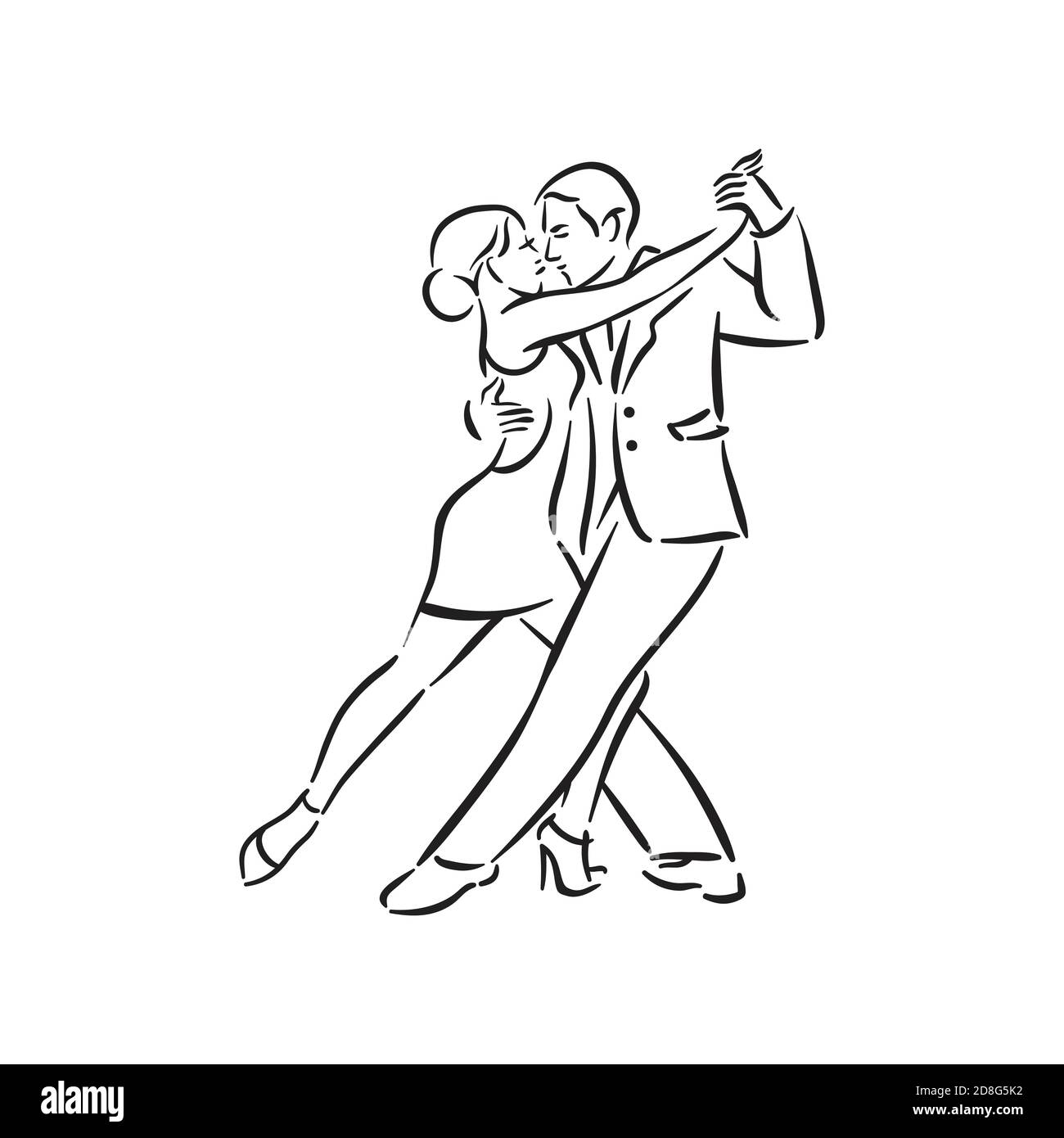 Tango argentino e salsa romanticismo coppia coppia sociale danza illustrazione Illustrazione Vettoriale