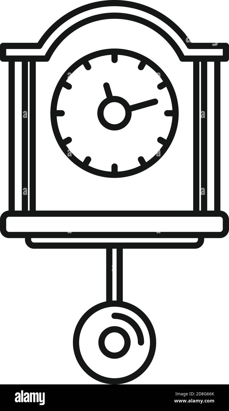 Icona orologio a pendolo della casa, stile di contorno Illustrazione Vettoriale