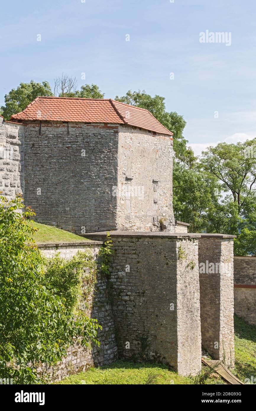 Beilngries, Schloss Hirschberg, Wehranlage, Burggraben, dettaglio Foto Stock