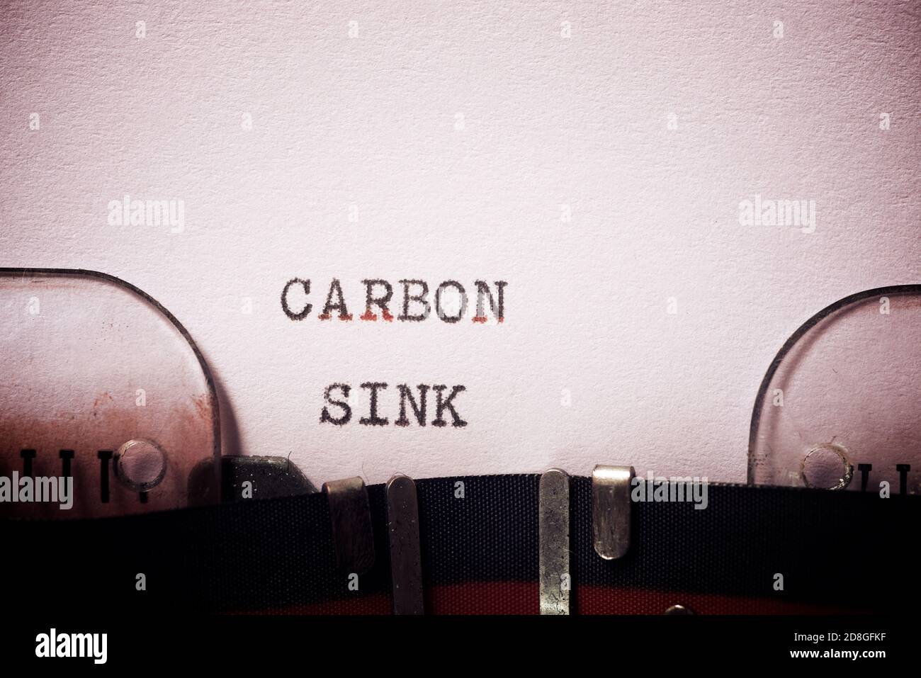 Frase di lavello di carbonio scritta con una macchina da scrivere. Foto Stock