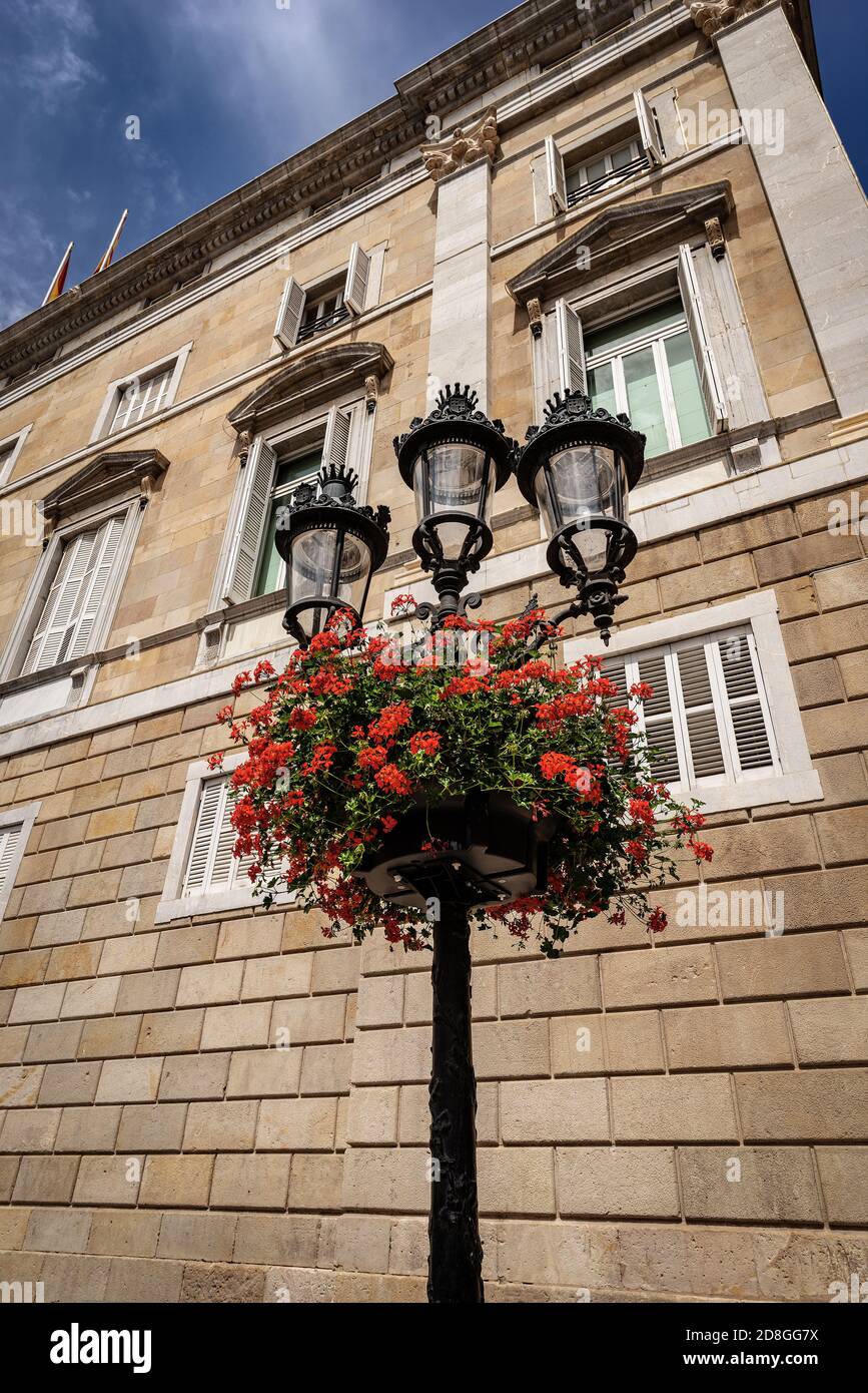 Palau de la Generalitat de Catalunya, edificio di origine medievale utilizzato come sede di governo a Barcellona, Placa de Sant Jaume, Catalogna, Spagna, UE. Foto Stock