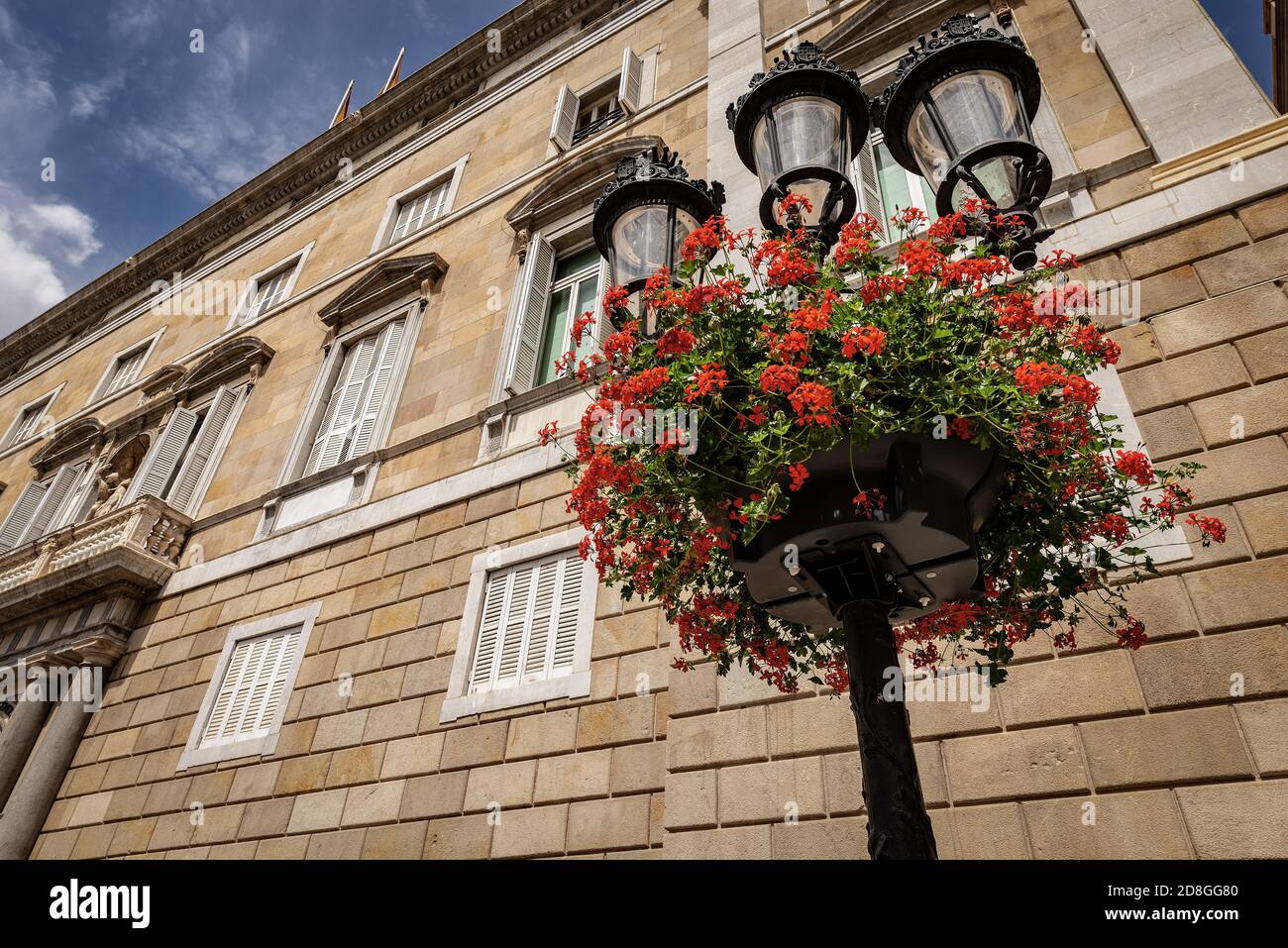 Palau de la Generalitat de Catalunya, edificio di origine medievale utilizzato come sede di governo a Barcellona, Placa de Sant Jaume, Catalogna, Spagna, UE. Foto Stock