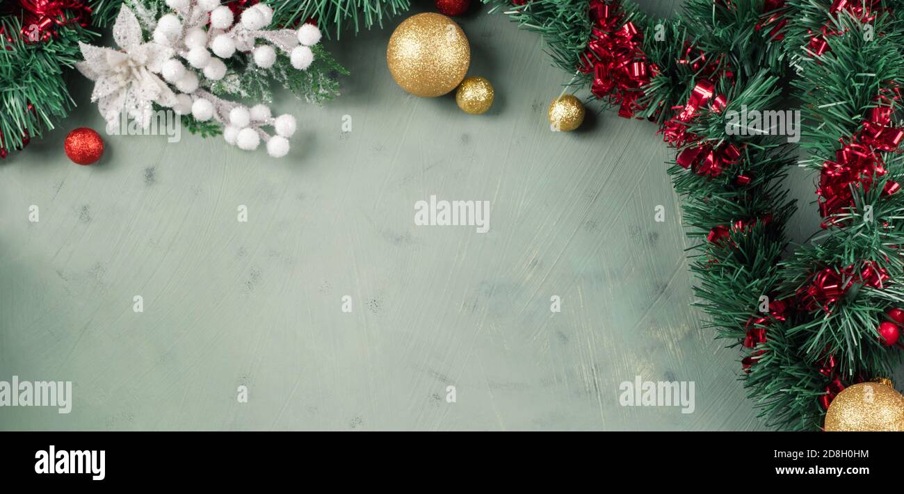 Capodanno natale sfondo verde festa Foto Stock