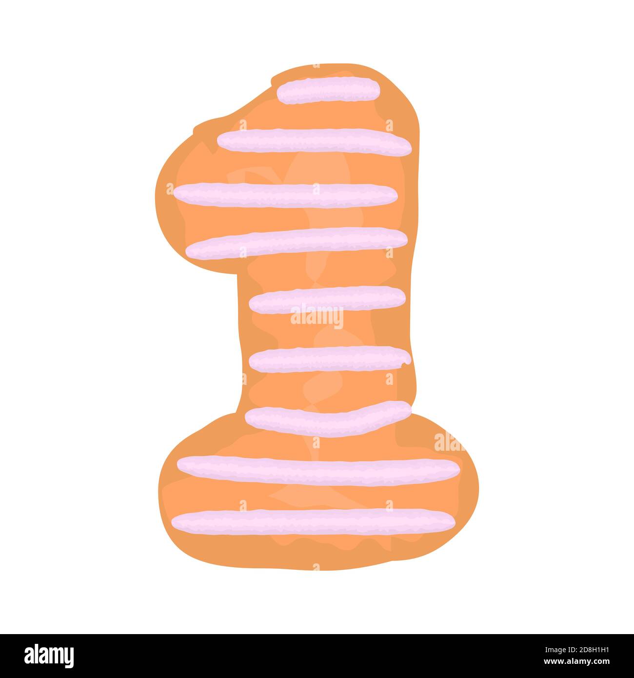 cartoon numero simbolo natale zenzero cookies vacanza con rosa bianco glassare divertenti elementi di carattere disegnati a mano isolati su bianco Illustrazione Vettoriale