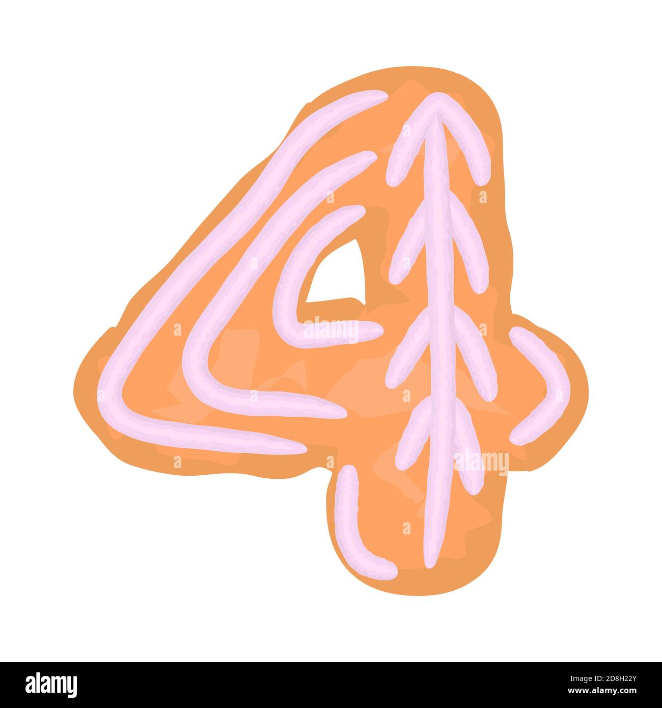 cartoon numero simbolo natale zenzero cookies vacanza con rosa bianco glassare divertenti elementi di carattere disegnati a mano isolati su bianco Illustrazione Vettoriale