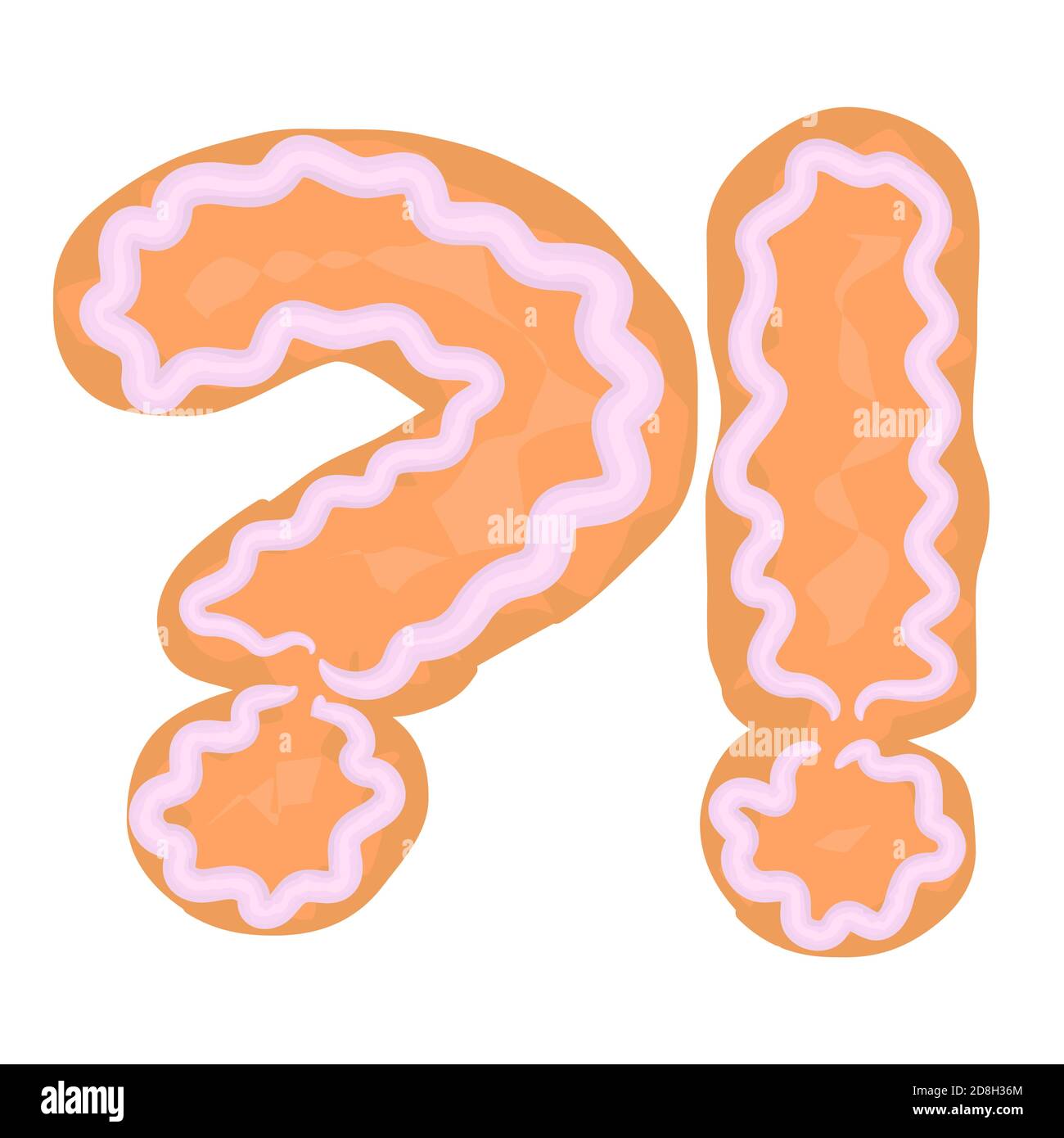 simboli dei font dei cartoni animati punteggiatura punto esclamativo della domanda cookie di zenzero natalizio con glassa rosa Illustrazione Vettoriale