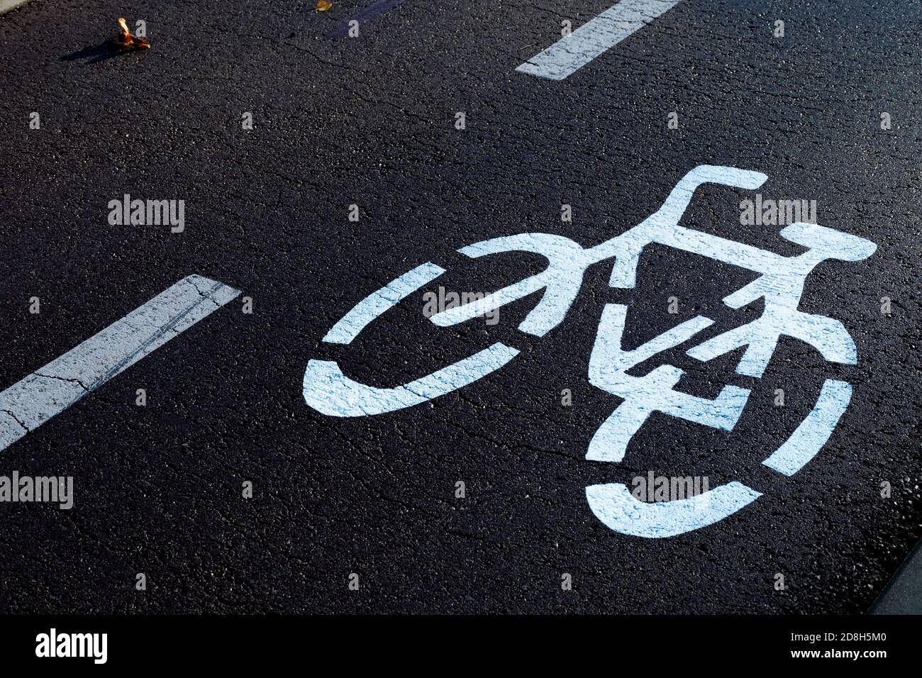 Trasporti sostenibili. Segnale di traffico in bicicletta, bici da strada. Sostenibilità e trasporto alternativo. Gestione dei progetti ambientali Foto Stock