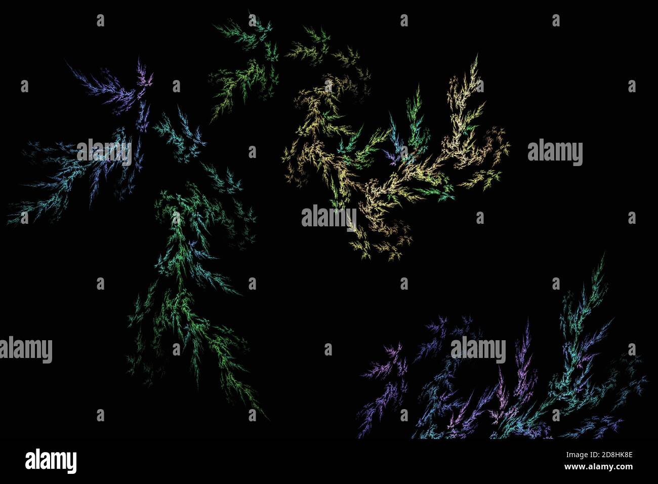 Sfondo floreale. Fiori piccoli sfondo nero. Delicato giglio. Schema caotico. Texture floreale estiva Foto Stock