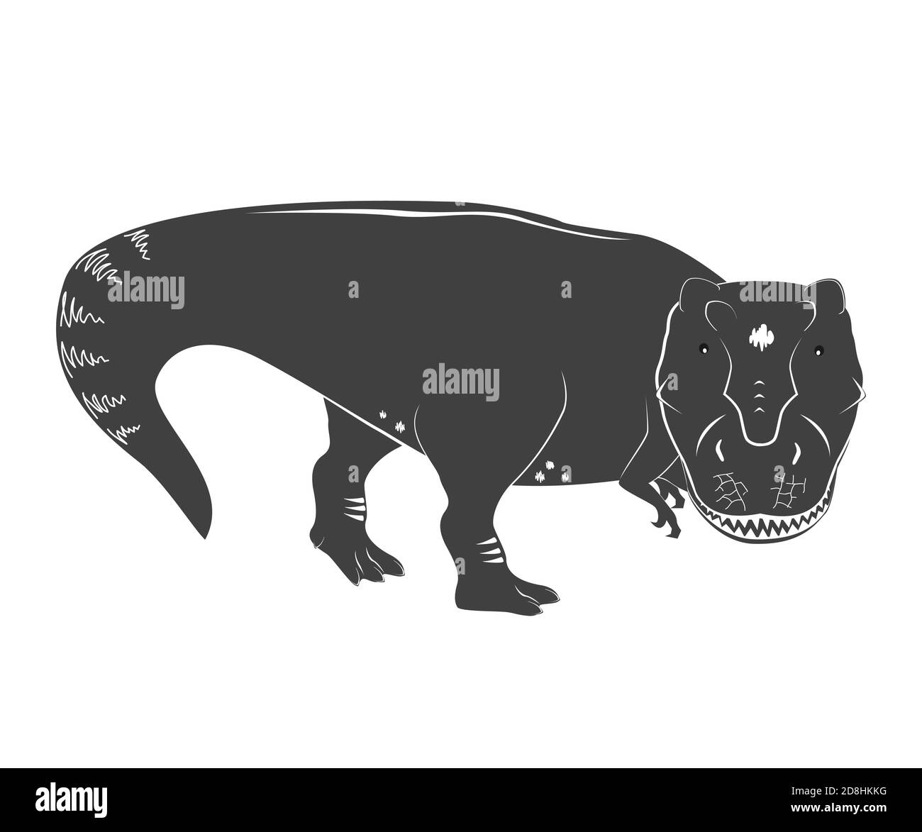 Illustrazione vettoriale di un giovane e carino Tyrannosaurs Rex. T rex Dino. Simpatico dinosauro cartoon isolato su sfondo bianco Illustrazione Vettoriale