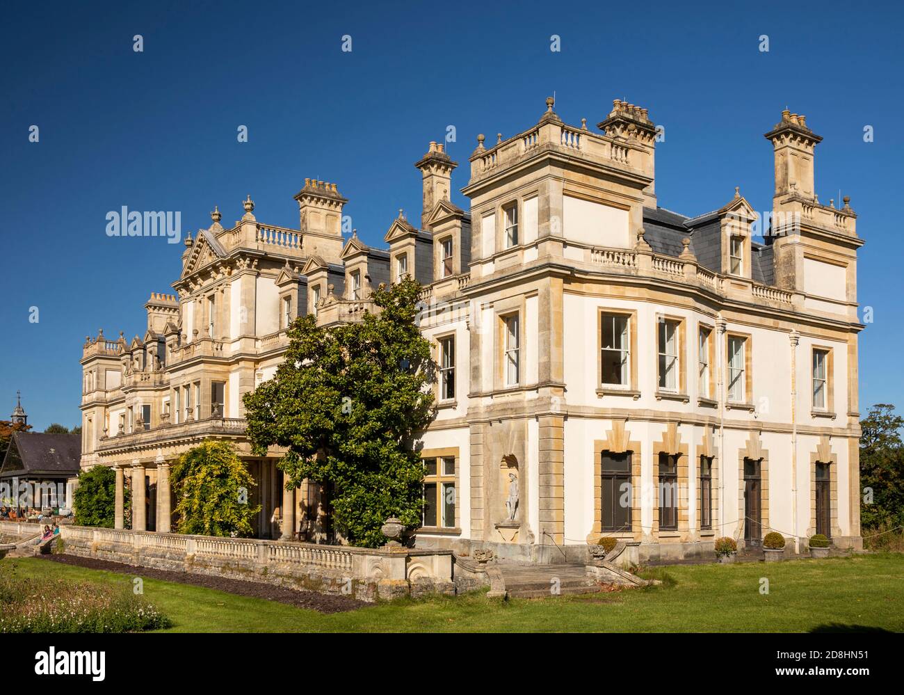 Regno Unito, Galles, Glamorgan, Barry, Dyffryn Gardens, casa principale, fronte ovest Foto Stock