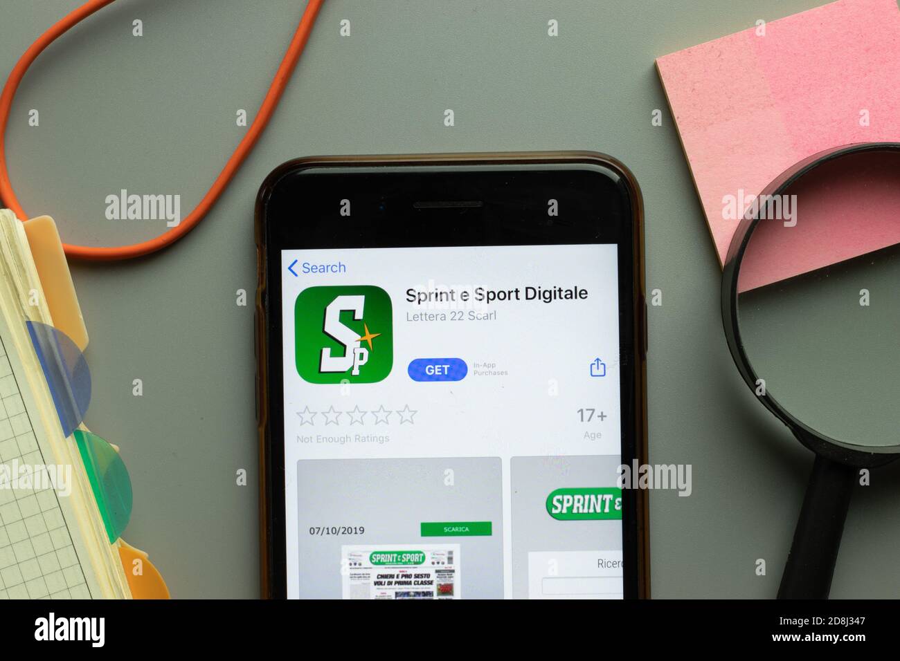 New York, USA - 26 ottobre 2020: Primo piano del logo dell'app mobile Sprint e Sport digitale, Editoriale illustrativo Foto Stock