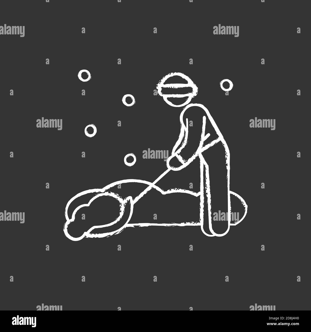 Lavoro di rimozione della neve icona bianca gesso su sfondo nero Illustrazione Vettoriale