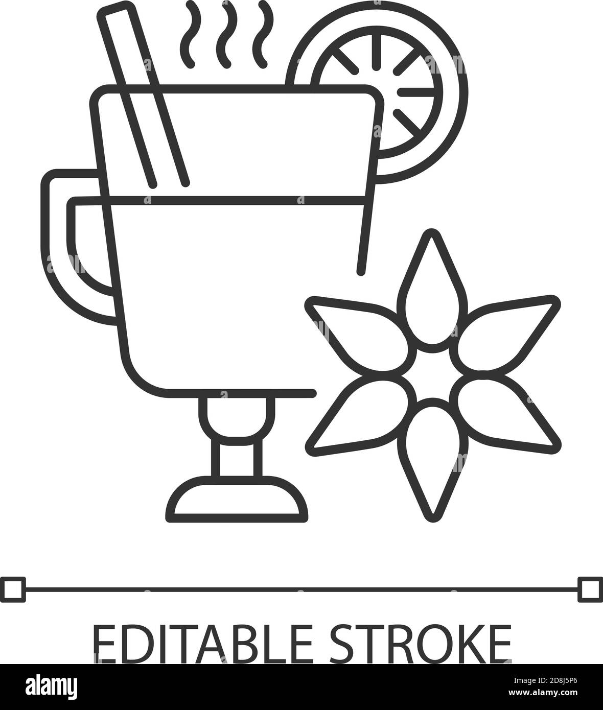 Icona lineare di VIN brulé Illustrazione Vettoriale