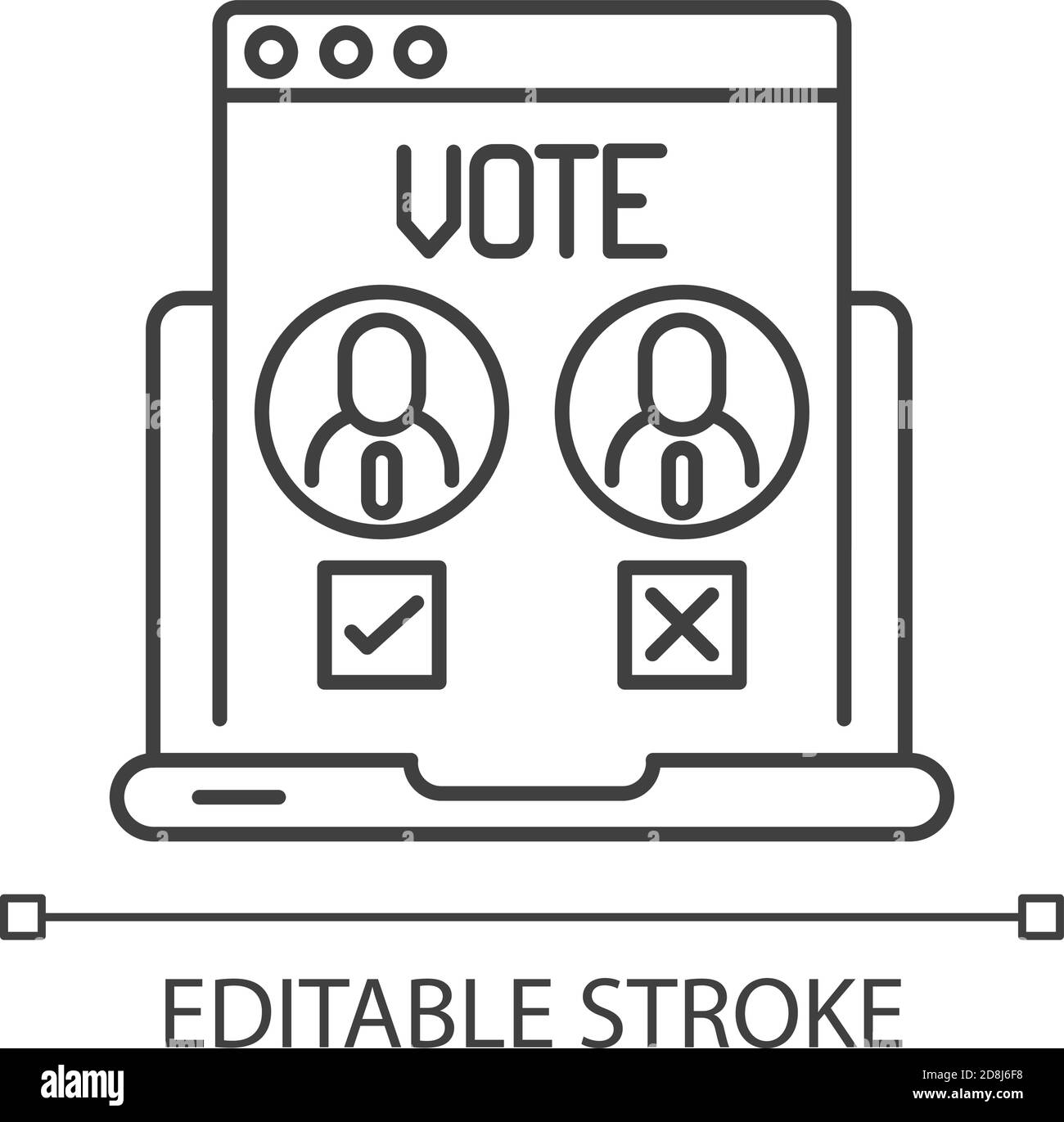 Icona lineare votazione online Illustrazione Vettoriale