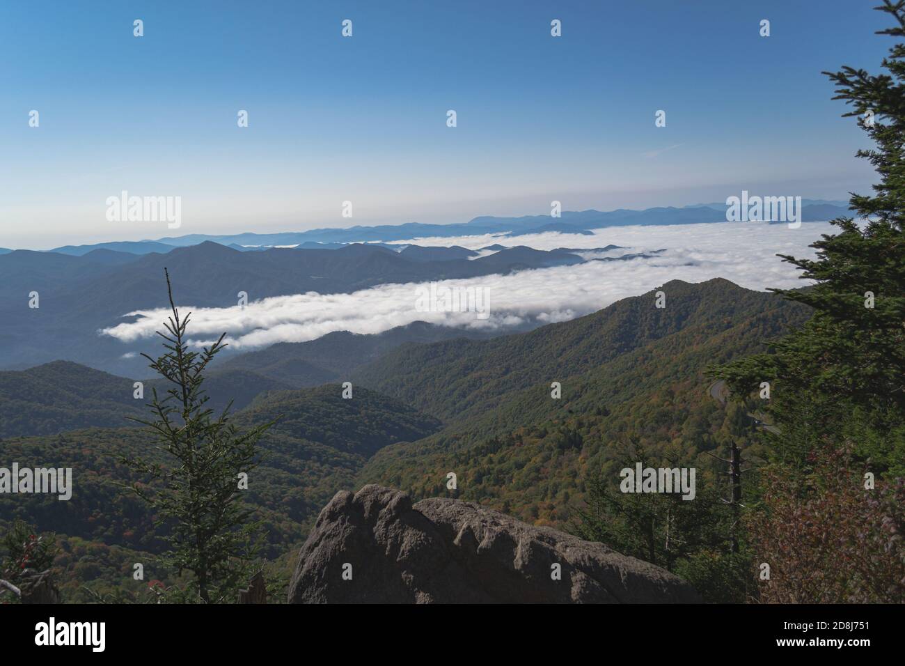 Vista dalla cima Waterrock Knob, Blue Ridge Mountains, North Carolina Foto Stock