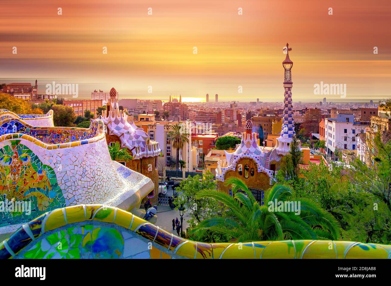 Parco Guell di Barcellona, Spagna. Foto Stock