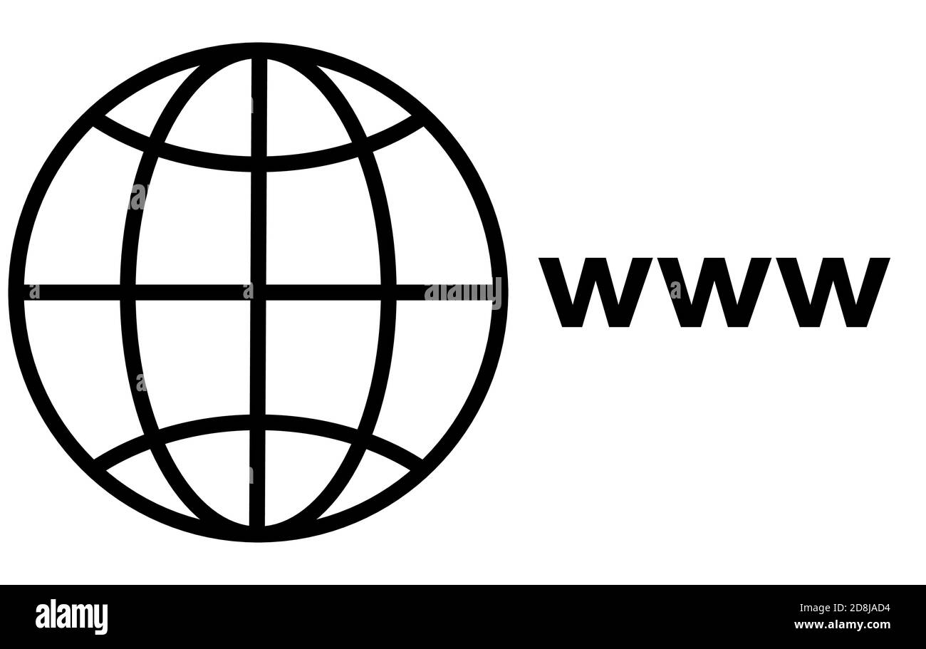 World Wide Web. Illustrazione vettoriale dell'icona del globo di linea semplice Illustrazione Vettoriale
