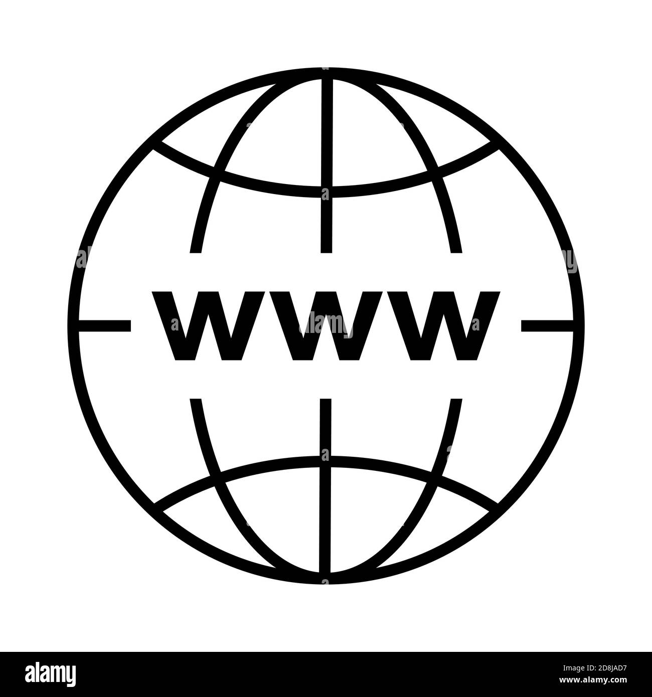 World Wide Web. Illustrazione vettoriale dell'icona del globo di linea semplice Illustrazione Vettoriale