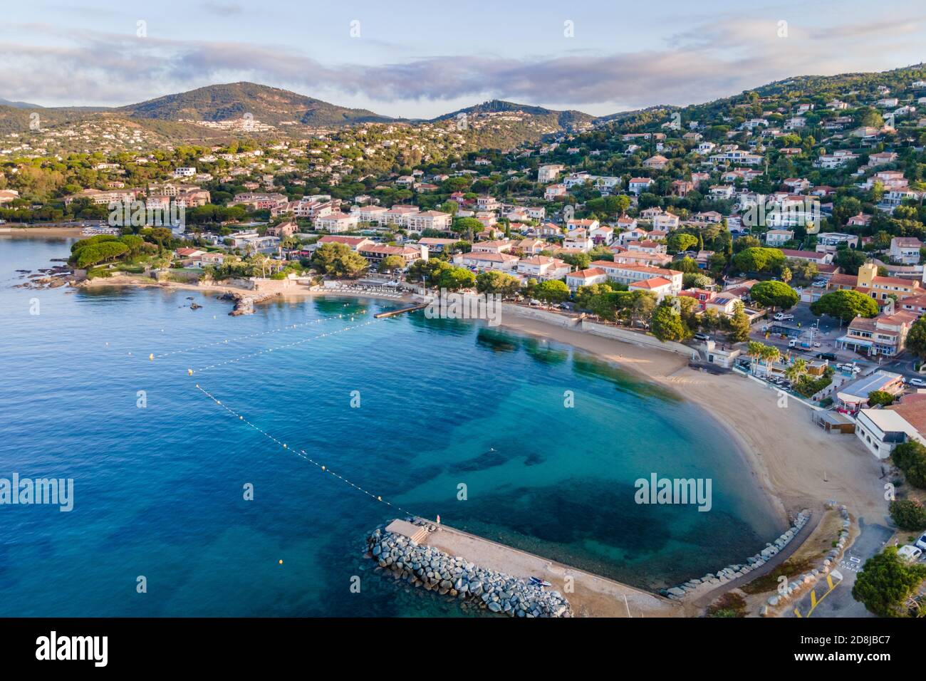 Vista aerea della spiaggia di Les Issambres in Costa Azzurra (Francia meridionale) Foto Stock