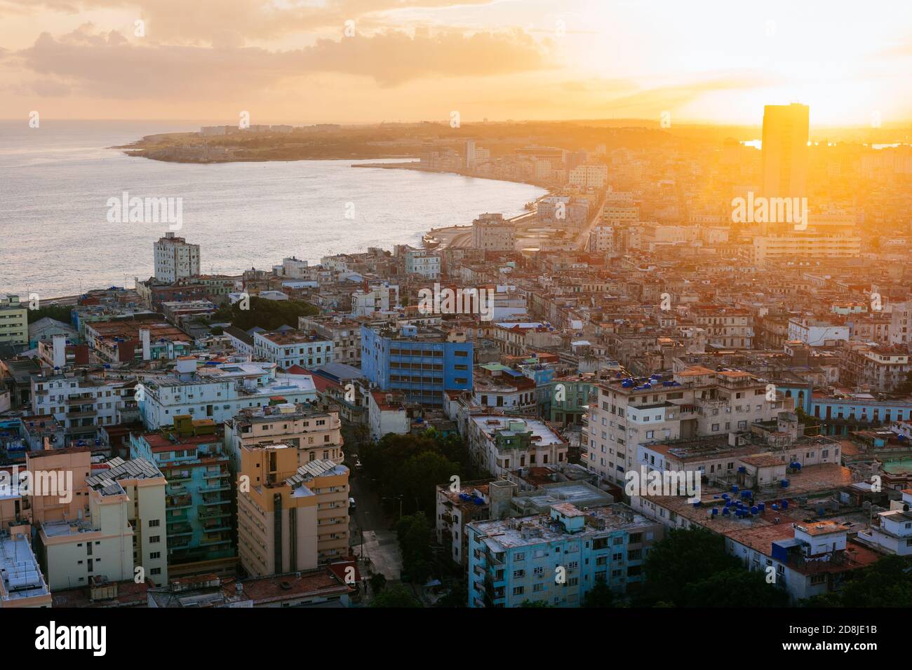 Vista aerea della Vecchia Avana all'alba. La Habana - la Havana, Cuba, America Latina e Caraibi Foto Stock