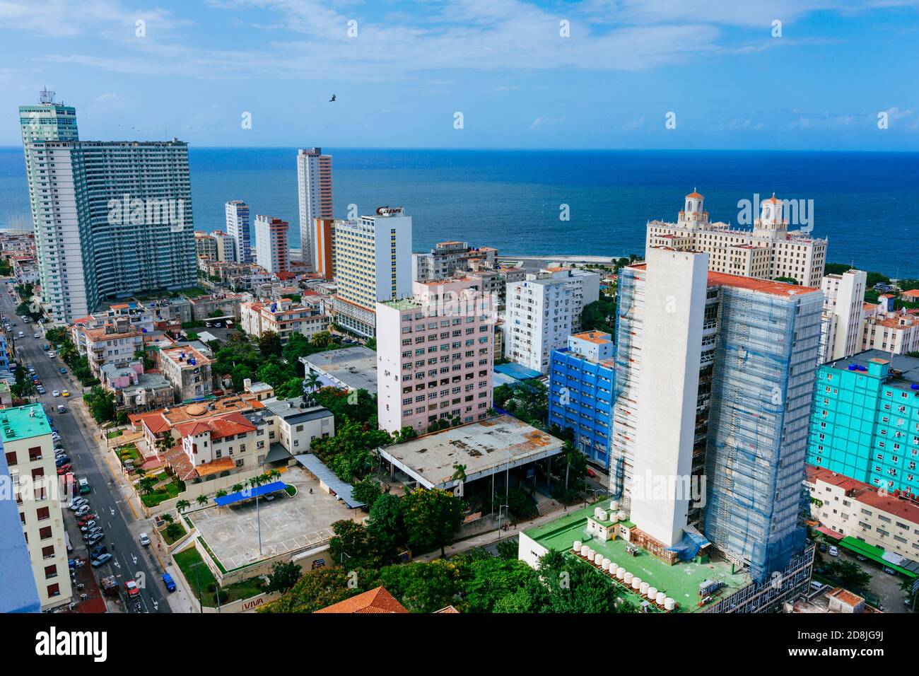 Vista aerea del quartiere di El Vedado al tramonto. La Habana - la Havana, Cuba, America Latina e Caraibi Foto Stock