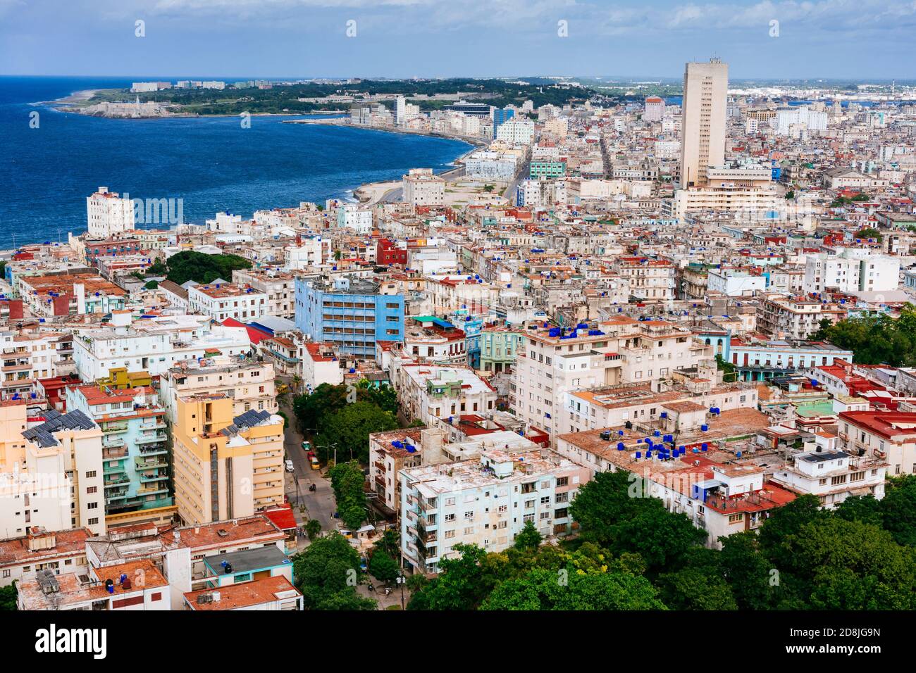 Vista aerea di Old Havana, Centro Habana y El Vedado al tramonto. La Habana - la Havana, Cuba, America Latina e Caraibi Foto Stock