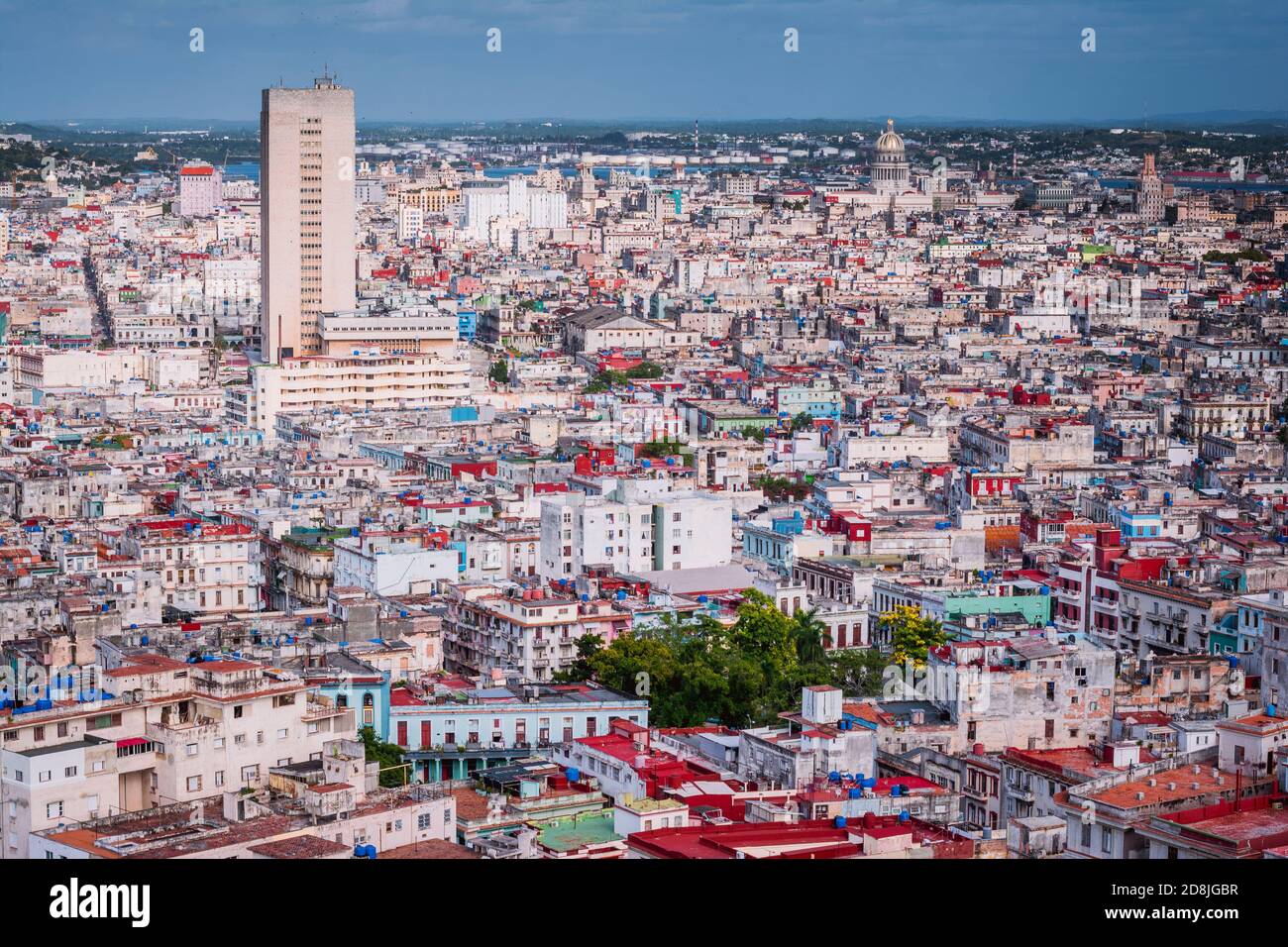 Veduta aerea di la Habana - la Havana, sullo sfondo il capitolio. Cuba, America Latina e Caraibi Foto Stock