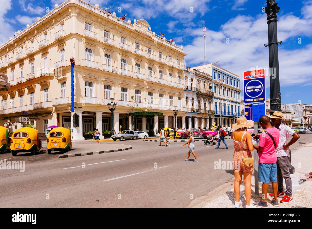 Hotel Inglaterra, con architettura neoclassica risalente al 1875, situato di fronte Parque Central vicino al Grande Teatro di l'Avana. Cuba, America Latina e. Foto Stock