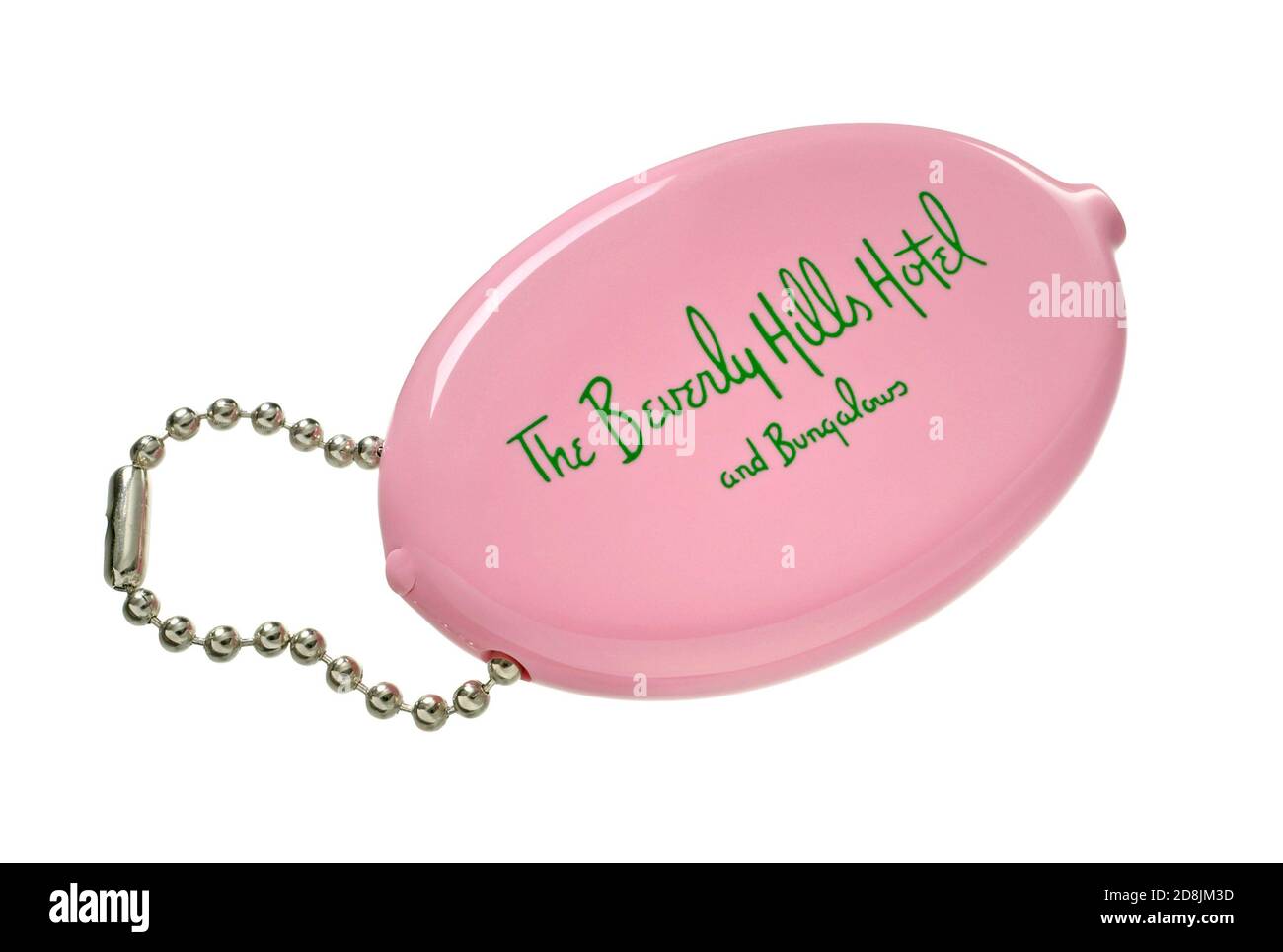portamonete rosa dall'hotel e bungalow beverly hills fotografato su uno sfondo bianco Foto Stock