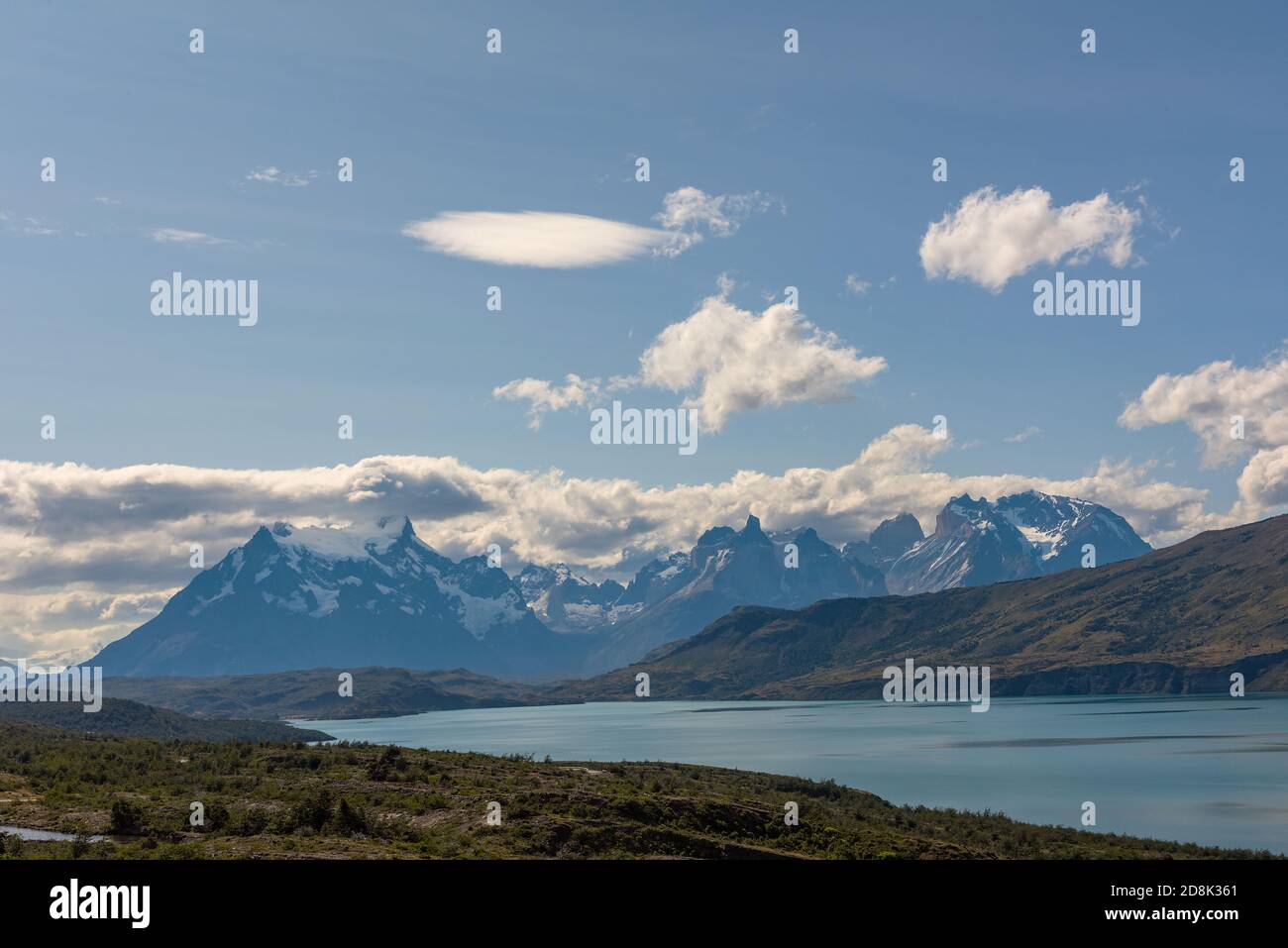 Vista sul fiume Serrano nel Parco Nazionale Torres del Paine, Cile Foto Stock