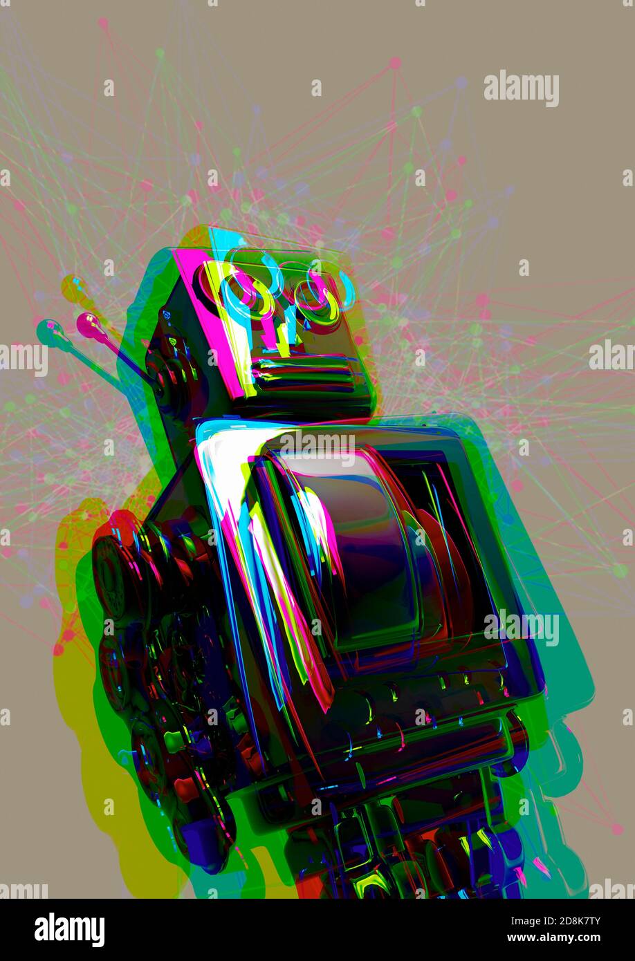 Robot retrò, illustrazione. Foto Stock