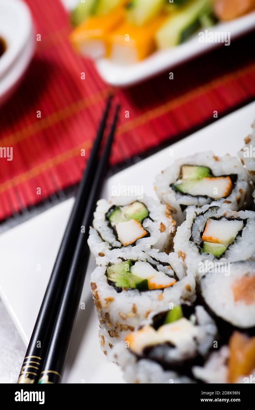 Primo piano di Sushi Foto Stock