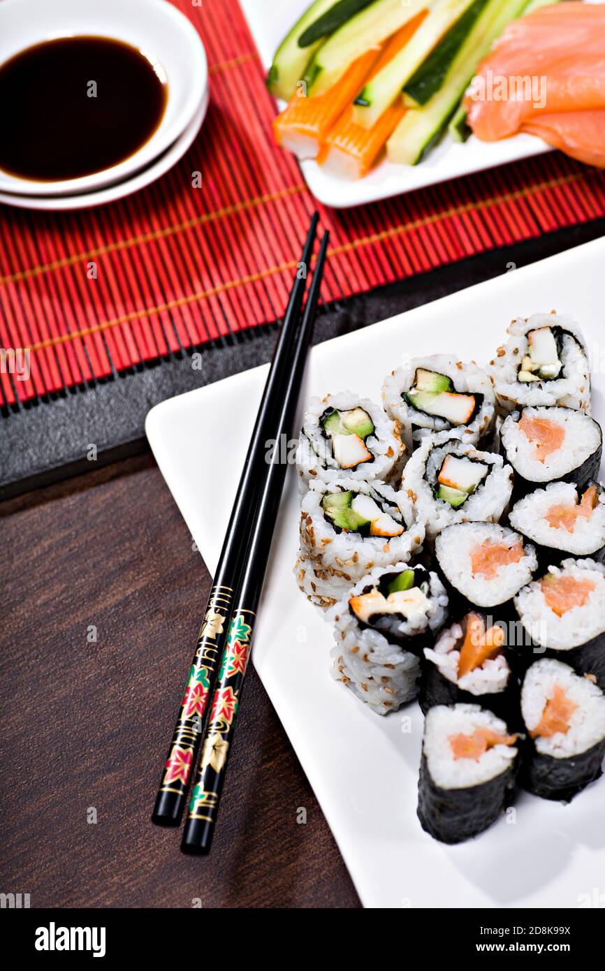 Primo piano di Sushi Foto Stock