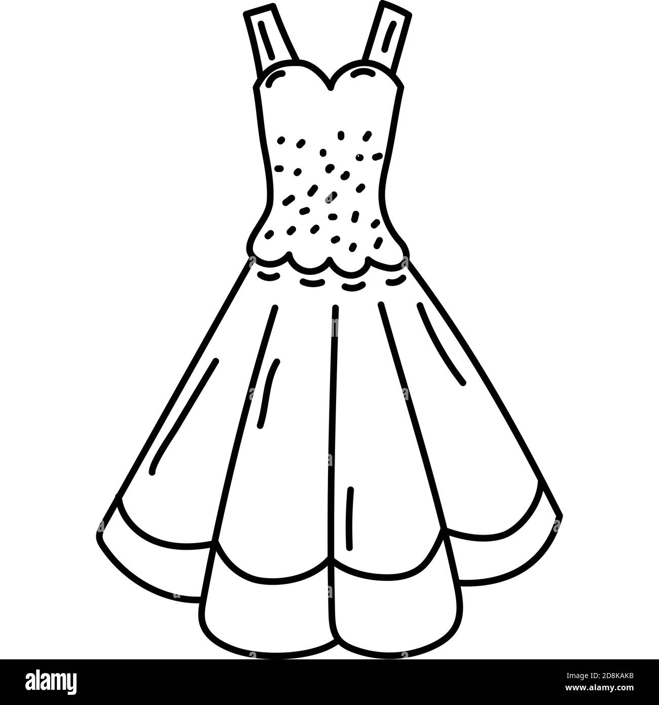 Icona abito. Doddle disegnata a mano o stile icona contorno nero. Illustrazione Vettoriale