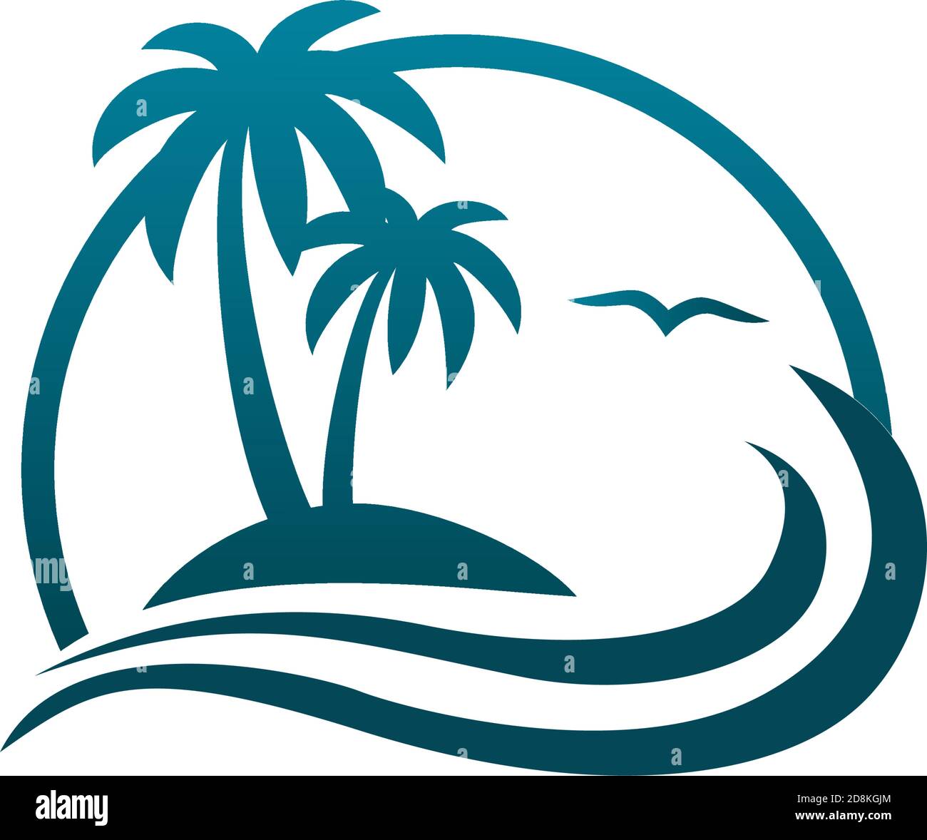 Albero di cocco su una spiaggia icona disegno modello illustrazione Illustrazione Vettoriale
